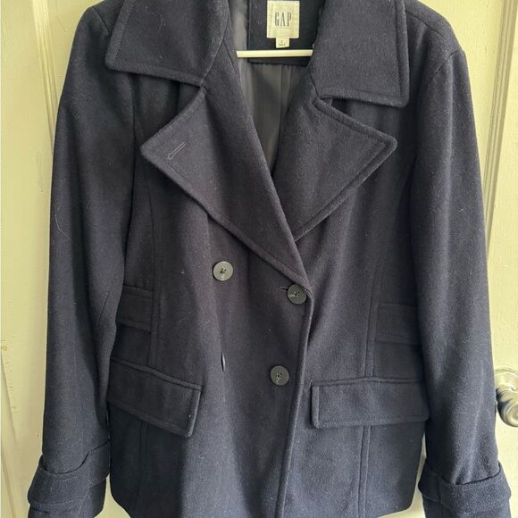 GAP Jackets & Blazers - GAP Navy Blue Coat with Structured Shoulders and Tailored Fit